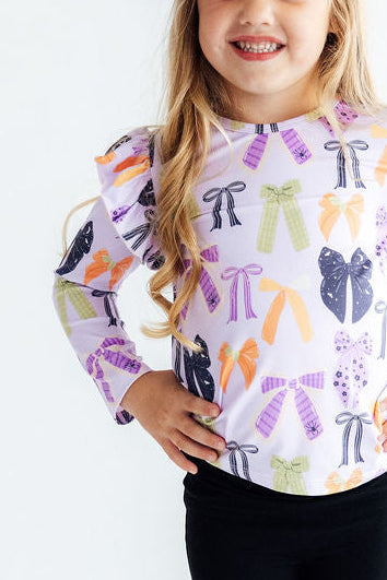 Tied with a Boo Lavender L/S Ruffle Tee