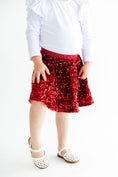 Load image into Gallery viewer, Cranberry Velvet Sequin Twirl Skort
