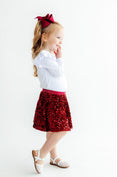 Load image into Gallery viewer, Cranberry Velvet Sequin Twirl Skort

