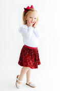 Load image into Gallery viewer, Cranberry Velvet Sequin Twirl Skort
