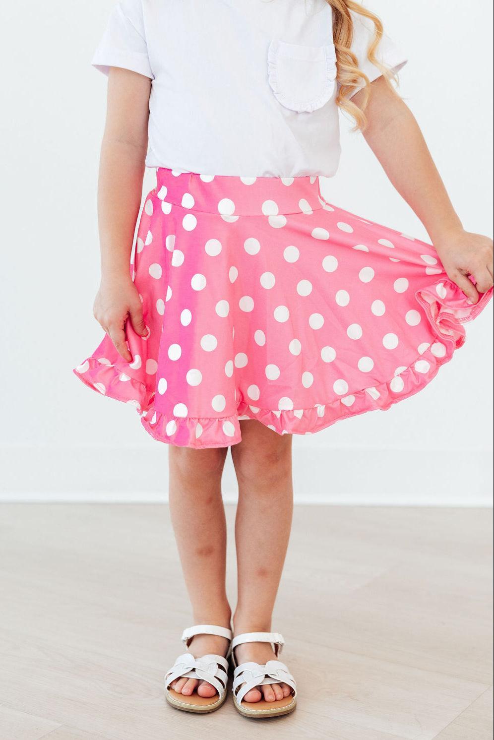 Pink Polka Dots Ruffle Twirl Skort