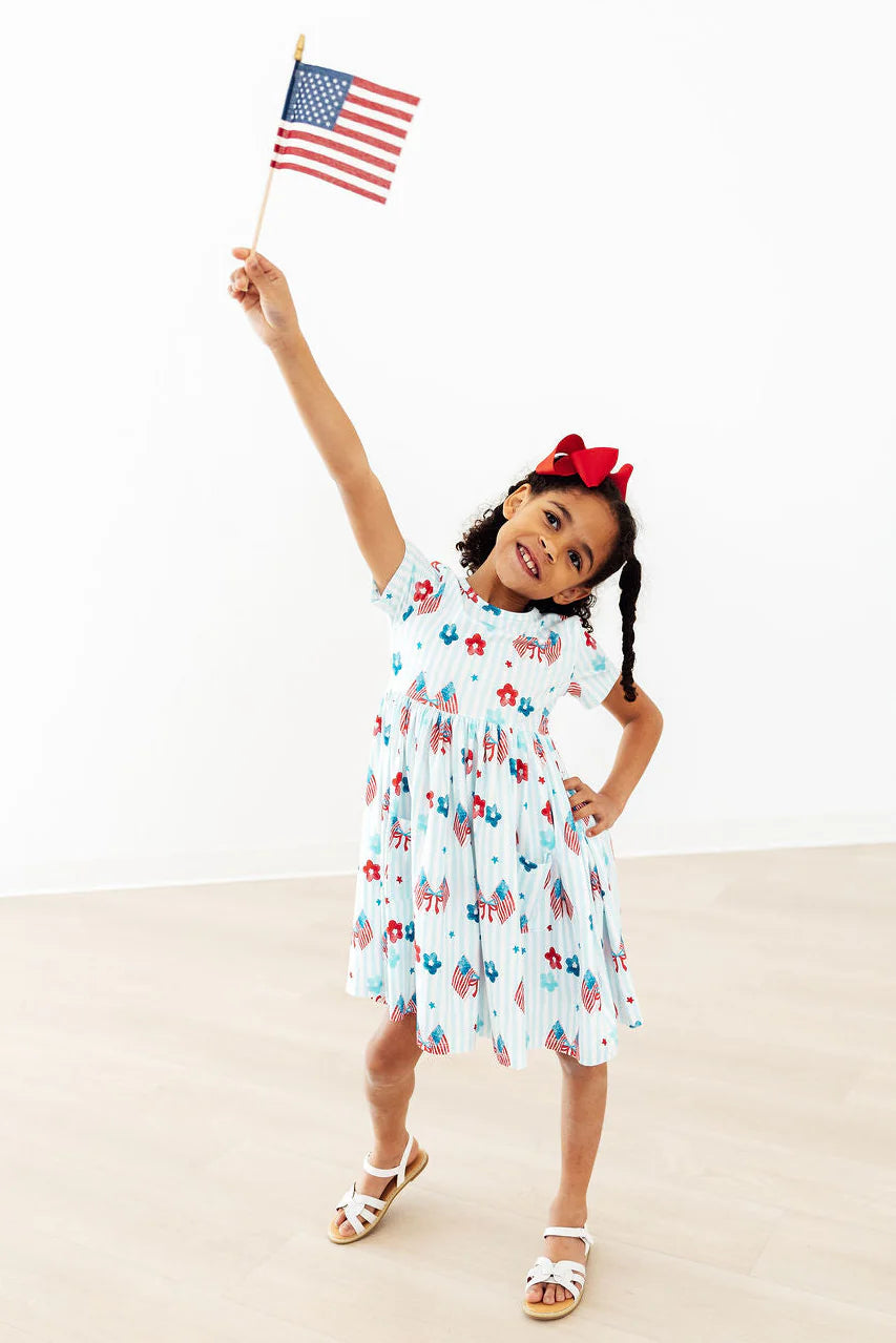 HOME OF THE BRAVE S/S POCKET TWIRL DRESS
