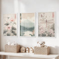 Load image into Gallery viewer, Japandi Style Set of 3 Wall Art. Floral and Mountain Prints
