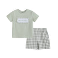 Load image into Gallery viewer, Misty Blue Big Brother Smocked Shirt and Shorts Set
