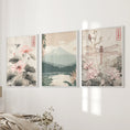 Load image into Gallery viewer, Japandi Style Set of 3 Wall Art. Floral and Mountain Prints
