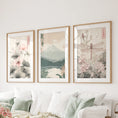 Load image into Gallery viewer, Japandi Style Set of 3 Wall Art. Floral and Mountain Prints

