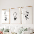 Load image into Gallery viewer, Black White Gender-Neutral Nursery Art Set. Lion Tiger Zebra
