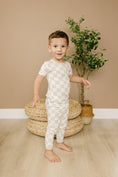 Load image into Gallery viewer, Neutral Checker 2pc Bamboo Pajamas
