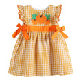Load image into Gallery viewer, Orange Gingham Ruffle Pumpkin Bow Dress
