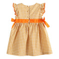 Load image into Gallery viewer, Orange Gingham Ruffle Pumpkin Bow Dress
