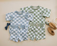 Load image into Gallery viewer, Organic Cotton Checkered Crewneck & Shorts Set
