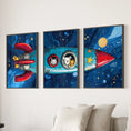 Load image into Gallery viewer, Outer Space Kids Wall Art. Rocket and Stars Nursery Prints
