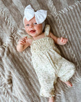 Load image into Gallery viewer, Paisley Smocked Ruffle Jumpsuit - White with Green Leaves
