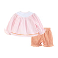 Load image into Gallery viewer, Pink and Orange Gingham Boo Smocked Dress and Bloomer Set
