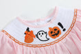 Load image into Gallery viewer, Pink and Orange Gingham Boo Smocked Dress and Bloomer Set
