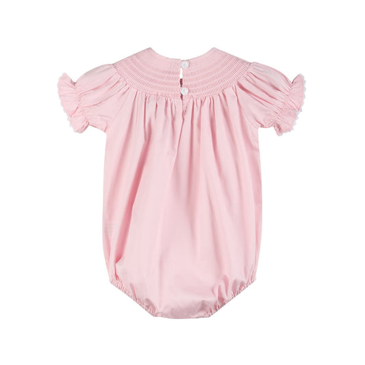 Pink and White Smocked Bubble Romper