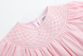 Load image into Gallery viewer, Pink and White Smocked Bubble Romper

