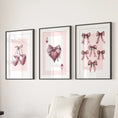 Load image into Gallery viewer, Coquette Cherry Wall Art Set of 3. Pink Romantic Decor
