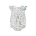 Load image into Gallery viewer, Pink Floral Print Smocked Futter Romper
