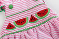 Load image into Gallery viewer, Pink Striped Watermelon Smocked Bubble Romper

