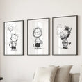 Load image into Gallery viewer, Black White Gender-Neutral Nursery Art Set. Lion Tiger Zebra
