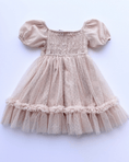 Load image into Gallery viewer, Smocked Dots Tulle Dress - Champagne
