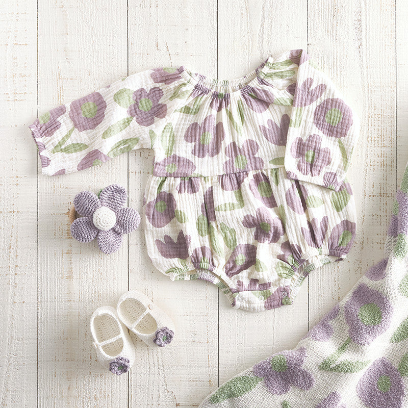 Long Sleeve Romper - Purple Floral