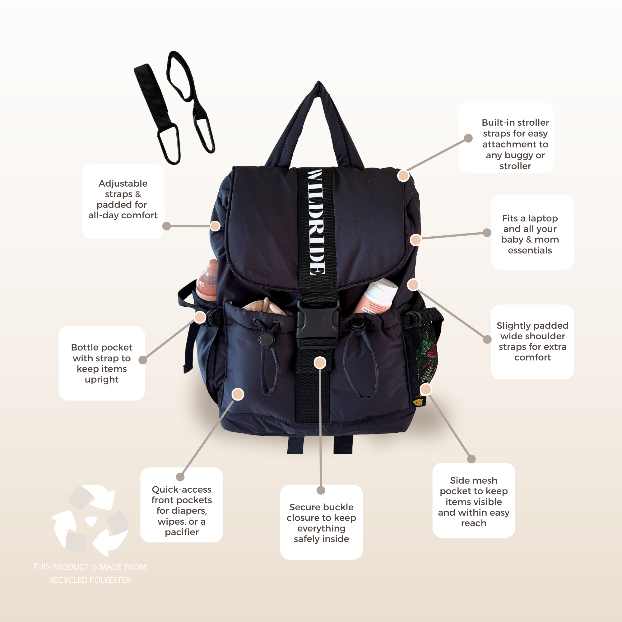 Recycled Adult Backpack Black