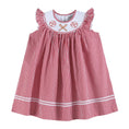 Load image into Gallery viewer, Red Gingham Baseball Smocked Bishop Dress
