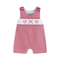 Load image into Gallery viewer, Red Gingham Baseball Smocked Shortalls
