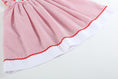 Load image into Gallery viewer, Red Seersucker Strawberry Smocked Bishop Dress
