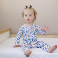 Load image into Gallery viewer, Red White & Blooms Bamboo Zippy Romper
