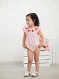 Load image into Gallery viewer, Baby Girls Strawberry Plaid Smocked Romper
