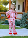 Load image into Gallery viewer, Bow Girls Pajama Set with Furry Trim
