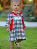 Load image into Gallery viewer, Christmas Embroidery Smocking Bow Plaid Girls Dress
