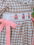 Load image into Gallery viewer, Christmas Vintage-Style Plaid Dress with Embroidered Gingerbread and Bows
