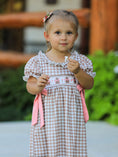 Load image into Gallery viewer, Christmas Vintage-Style Plaid Dress with Embroidered Gingerbread and Bows
