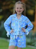 Load image into Gallery viewer, Blue Christmas Nativity Pattern Girls Pajamas Set
