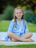 Load image into Gallery viewer, Blue Christmas Nativity Pattern Girls Pajamas Set
