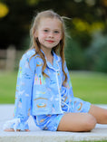 Load image into Gallery viewer, Blue Christmas Nativity Pattern Girls Pajamas Set
