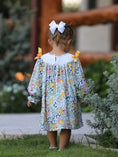Load image into Gallery viewer, Fall  Embroidery Smocking Bow Floral Leaf Baby Girls Dress
