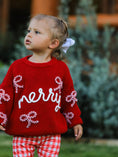 Load image into Gallery viewer, Mom and Me Winter Christmas Red "merry" Pullover Sweater

