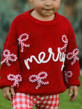 Load image into Gallery viewer, Mom and Me Winter Christmas Red "merry" Pullover Sweater
