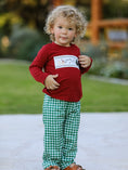 Load image into Gallery viewer, Christmas Tree Dog Smocking Embroidered  Plaid Boys Set
