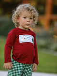 Load image into Gallery viewer, Christmas Tree Dog Smocking Embroidered  Plaid Boys Set
