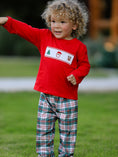 Load image into Gallery viewer, Christmas Plaid Smocking Embroidered Boys Set
