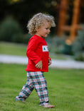 Load image into Gallery viewer, Christmas Plaid Smocking Embroidered Boys Set
