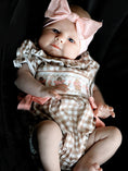 Load image into Gallery viewer, Christmas Vintage-Style Plaid Embroidered Gingerbread and Bows Girls Romper
