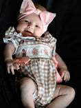 Load image into Gallery viewer, Christmas Vintage-Style Plaid Embroidered Gingerbread and Bows Girls Romper
