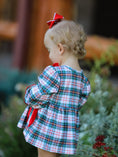 Load image into Gallery viewer, Christmas Plaid Smocking Embroidered Girls Bloomers Romper Set
